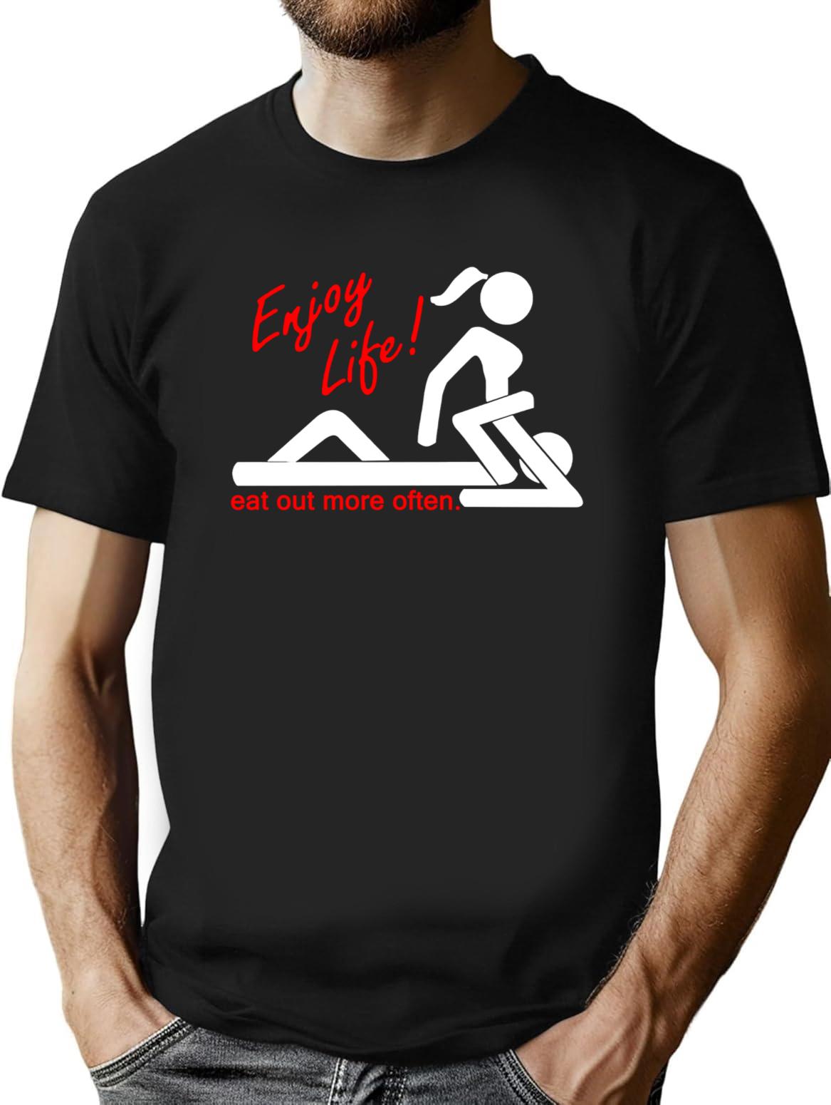 Enjoy Life Eat Out More Often Premium Heavyweight Cotton T-Shirt - Black