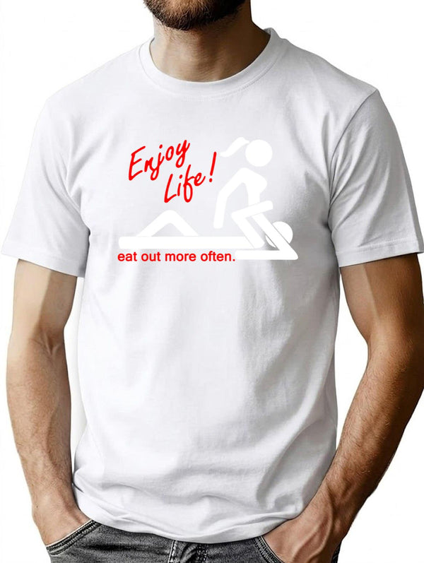 Enjoy Life Eat Out More Often Premium Heavyweight Cotton T-Shirt - White