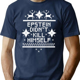 Epstein Didn't Kill Himself Ugly Christmas Sweater Premium Heavyweight Cotton T-Shirt - Navy