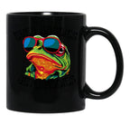 Even Baddies Get Saddies Funny Frog Cute Black Coffee Mug, Gift Coffee Mug - Black