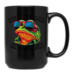 Even Baddies Get Saddies Funny Frog Cute Black Coffee Mug, Gift Coffee Mug