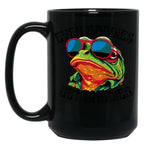 Even Baddies Get Saddies Funny Frog Cute Black Coffee Mug, Gift Coffee Mug