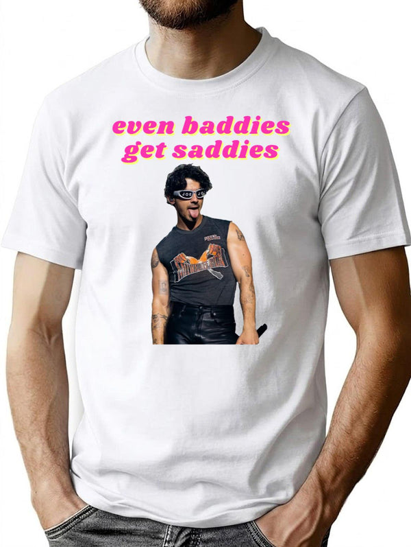 Even Baddies Get Saddies - Joe Jonas Premium Heavyweight Cotton T-Shirt - White