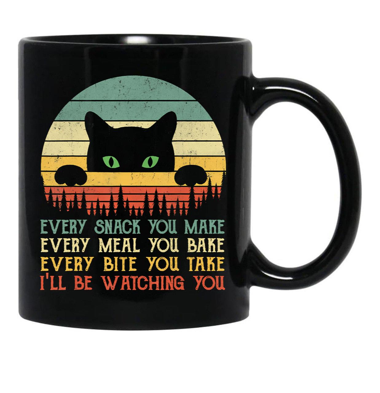 Every Snack You Make Cat Funny Cat Mom Cat Mama Cat Dad Black Coffee Mug, Gift Coffee Mug - Black