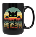 Every Snack You Make Cat Funny Cat Mom Cat Mama Cat Dad Black Coffee Mug, Gift Coffee Mug