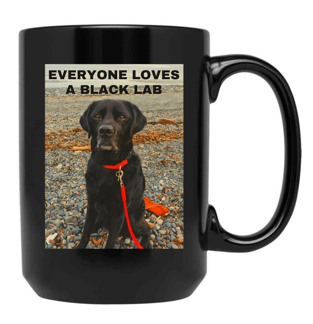 Everyone Loves A Black Lab - Black Labrador Dog Design Black Coffee Mug, Gift Coffee Mug