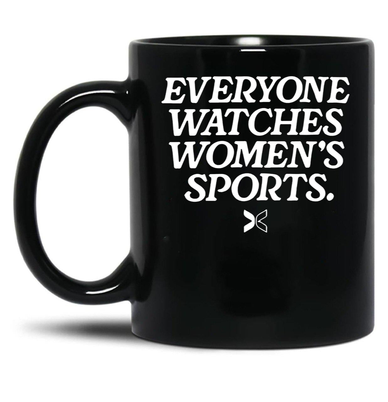Everyone Watches Women’S Sports Black Coffee Mug, Gift Coffee Mug
