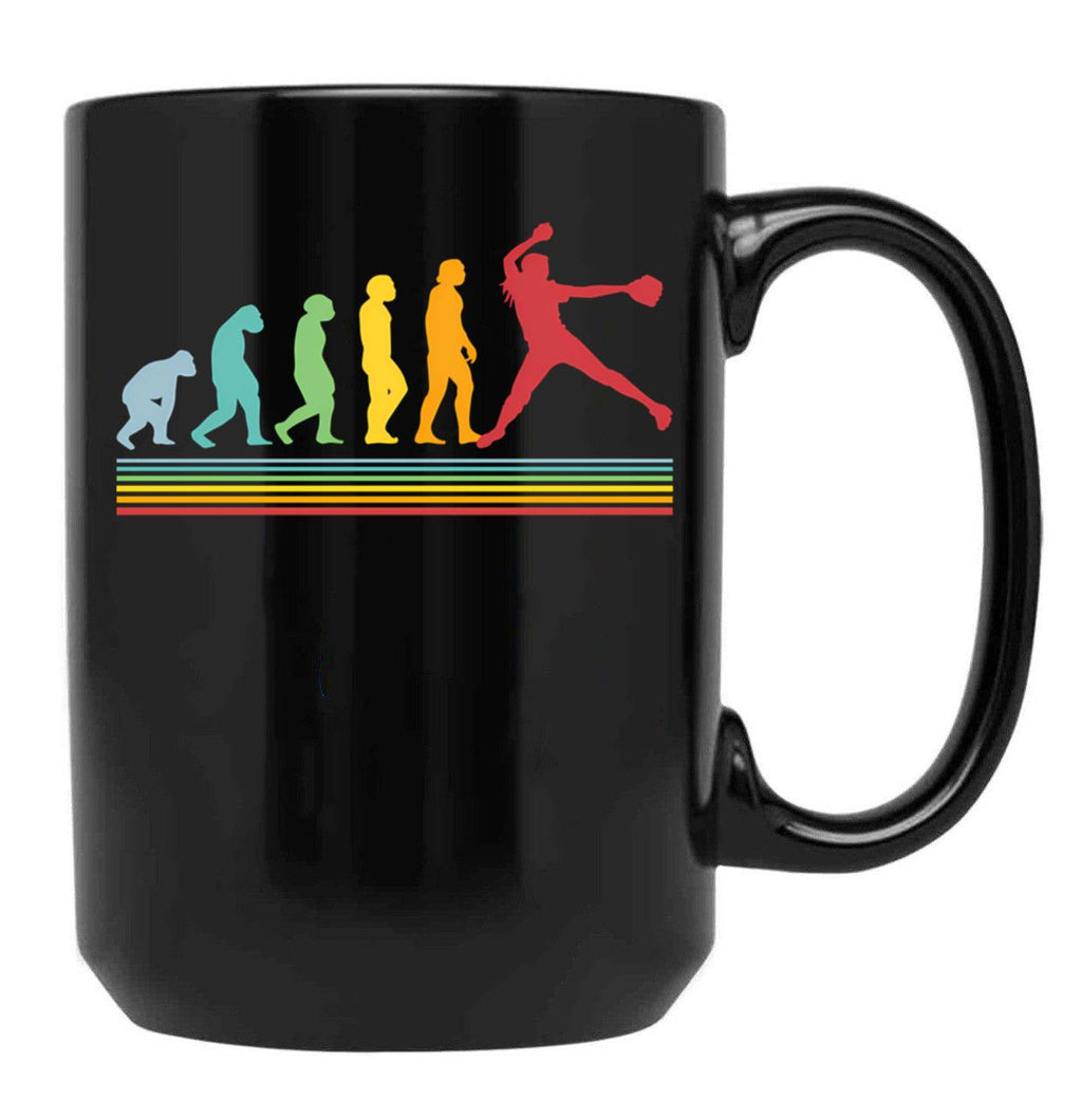 Evolution Fastpitch Softball Pitcher Black Coffee Mug, Gift Coffee Mug