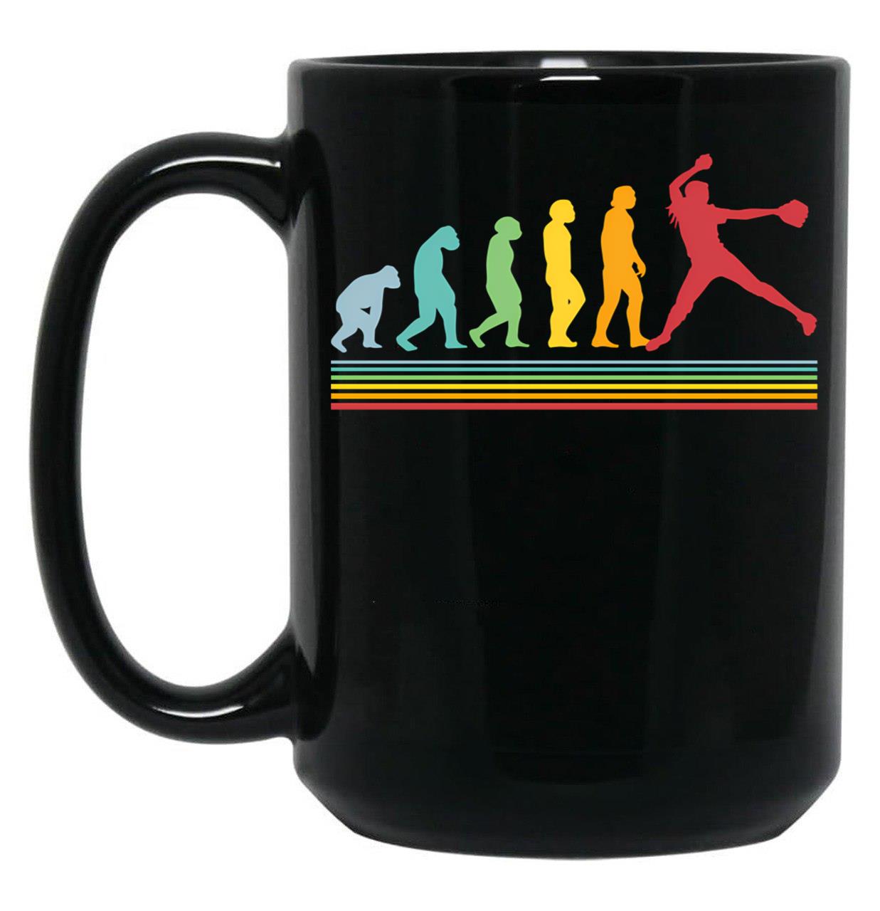Evolution Fastpitch Softball Pitcher Black Coffee Mug, Gift Coffee Mug