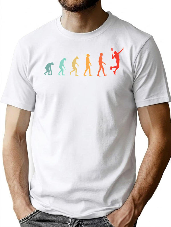 Evolution Of A Badminton Player Retro Vintage T-Shirt for Men & Women, T-Shirts Graphic Tee - White