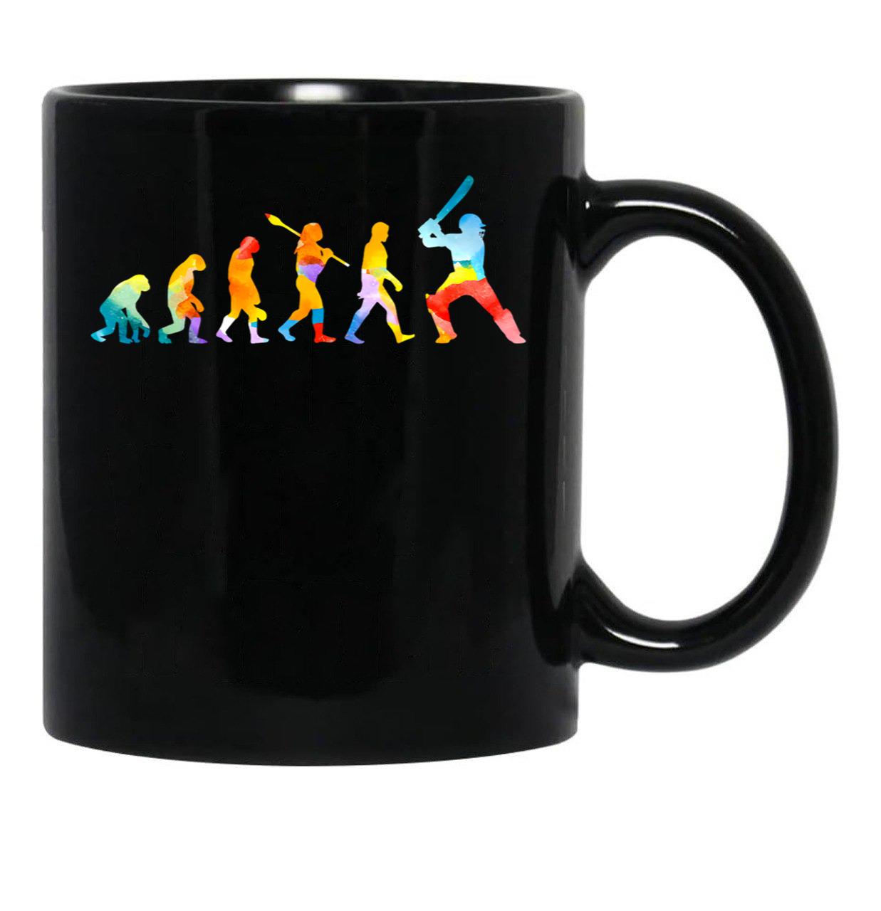 Evolution Watercolor Cricket Black Coffee Mug, Gift Coffee Mug - Black