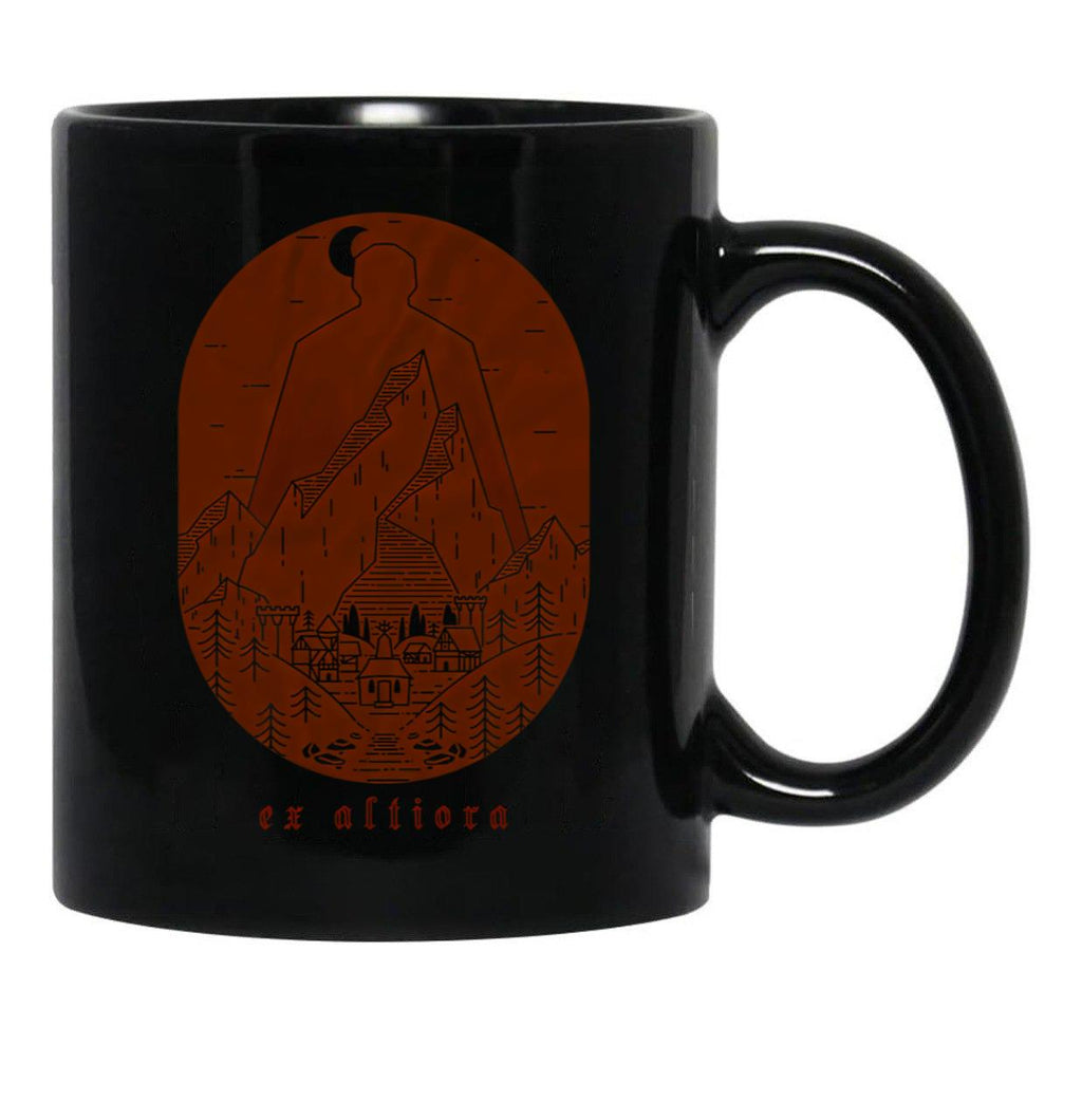 Ex Altiora Cover Black Coffee Mug, Gift Coffee Mug - Black