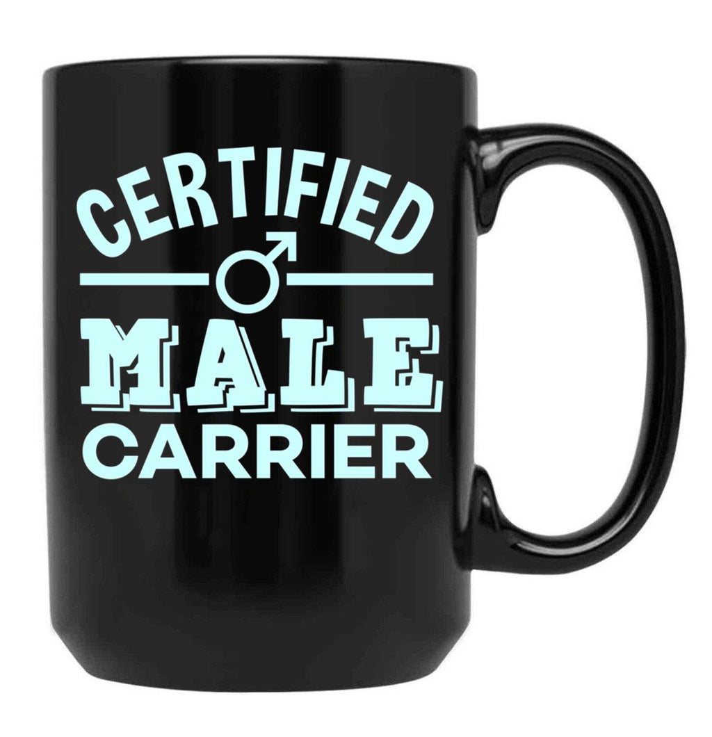 Expecting Mom Of Boys Funny Certified Male Carrier Black Coffee Mug, Gift Coffee Mug