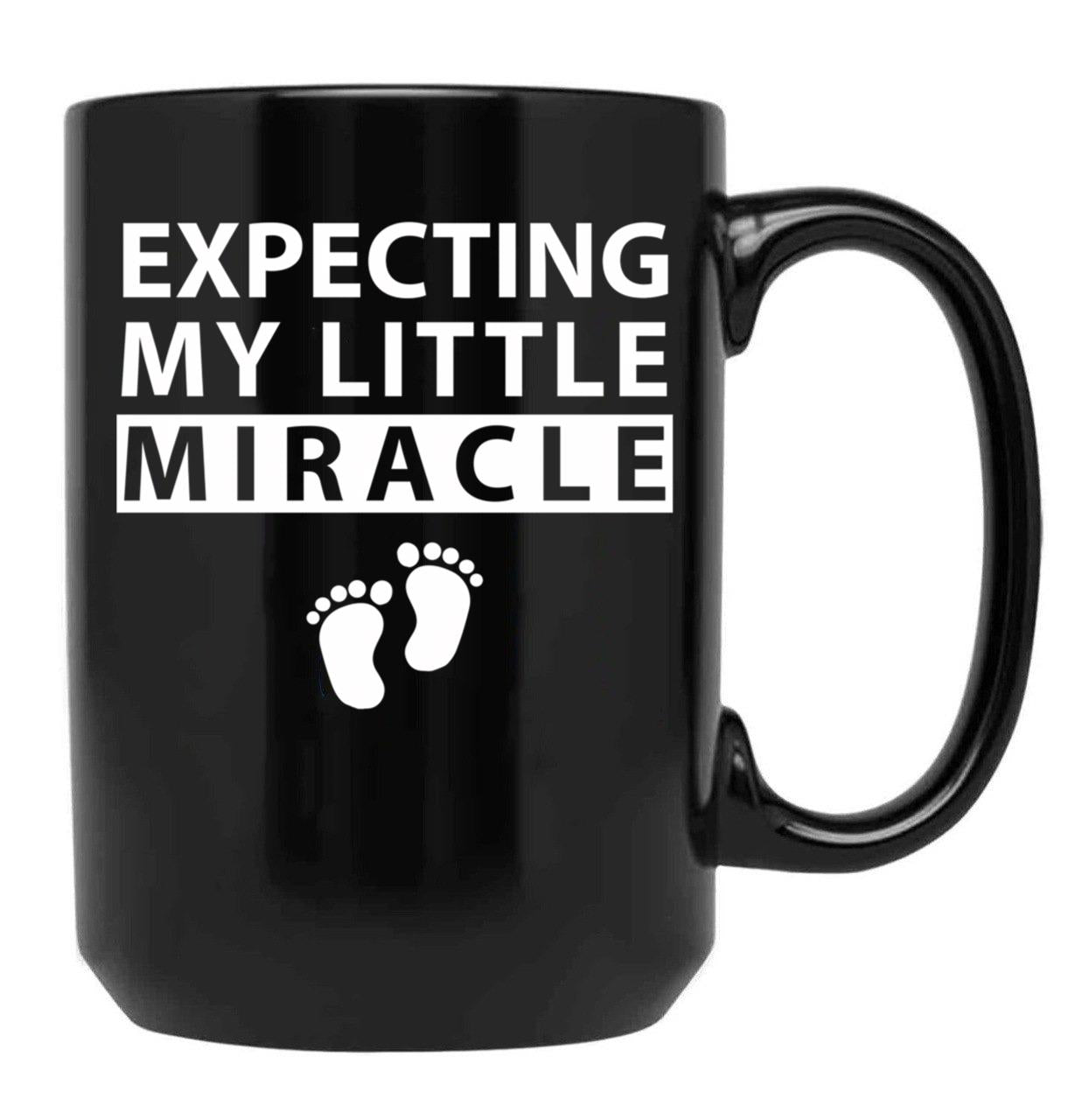 Expecting My Little Miracle Black Coffee Mug, Gift Coffee Mug