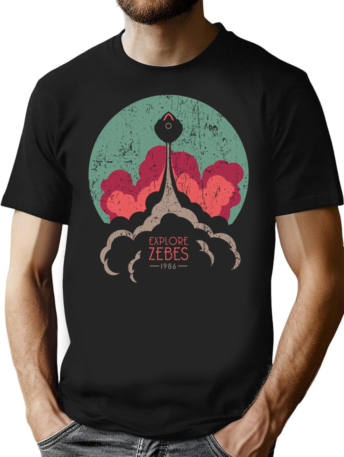Explore Zebes T-Shirt for Men & Women, T-Shirts Graphic Tee - Black