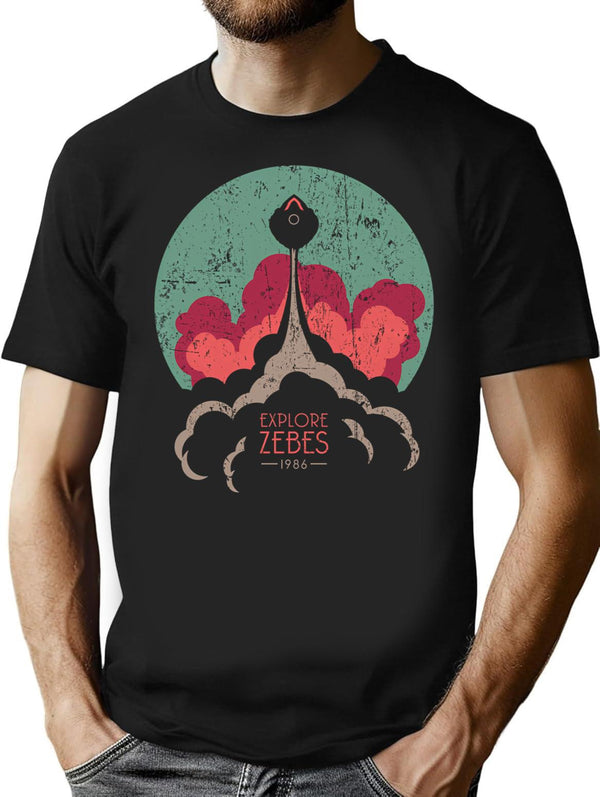 Explore Zebes T-Shirt for Men & Women, T-Shirts Graphic Tee - Black