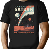Exploring Saturn T-Shirt for Men & Women, T-Shirts Graphic Tee - Black