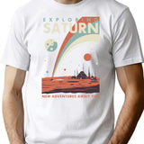 Exploring Saturn T-Shirt for Men & Women, T-Shirts Graphic Tee - White