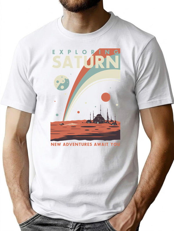 Exploring Saturn T-Shirt for Men & Women, T-Shirts Graphic Tee - White