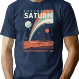 Exploring Saturn T-Shirt for Men & Women, T-Shirts Graphic Tee - Navy