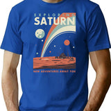 Exploring Saturn T-Shirt for Men & Women, T-Shirts Graphic Tee - Blue