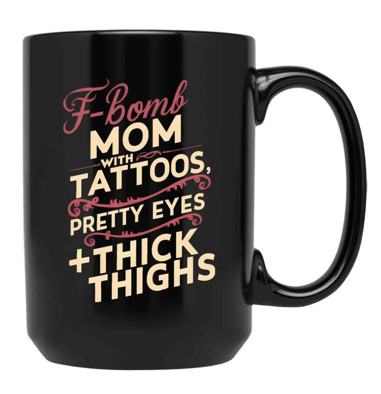 F Bomb Mom Black Coffee Mug, Gift Coffee Mug