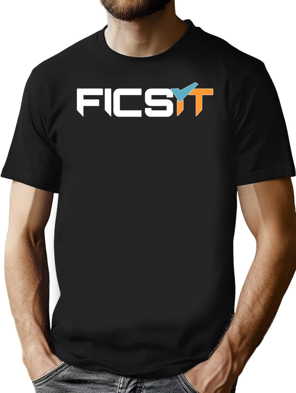 FICSIT Satisfactory Logo Classic Premium Heavyweight Cotton T-Shirt - Black