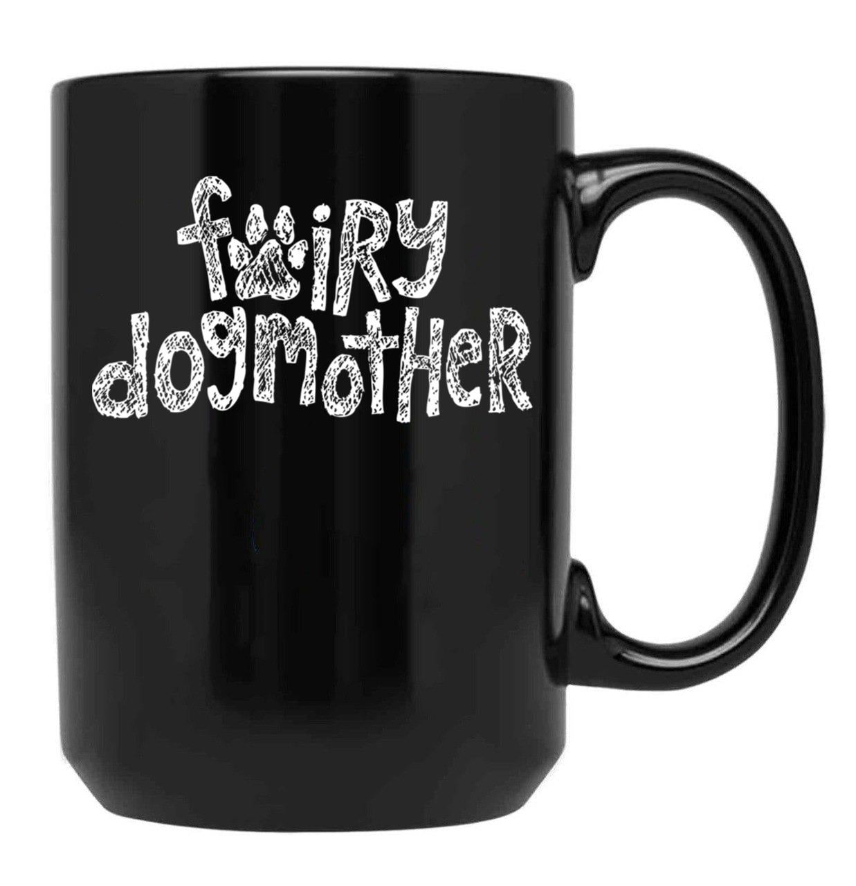 Fairy Dogmother White Black Coffee Mug, Gift Coffee Mug