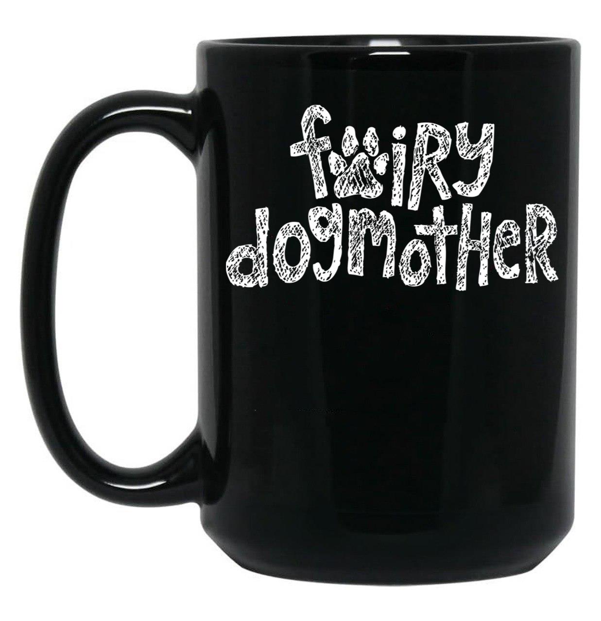 Fairy Dogmother White Black Coffee Mug, Gift Coffee Mug