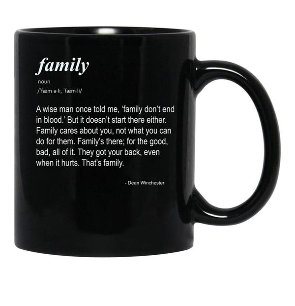 Family Don't End in Blood Black Coffee Mug, Gift Coffee Mug - Black