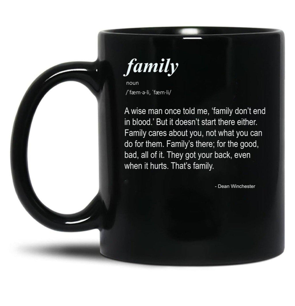 Family Don't End in Blood Black Coffee Mug, Gift Coffee Mug
