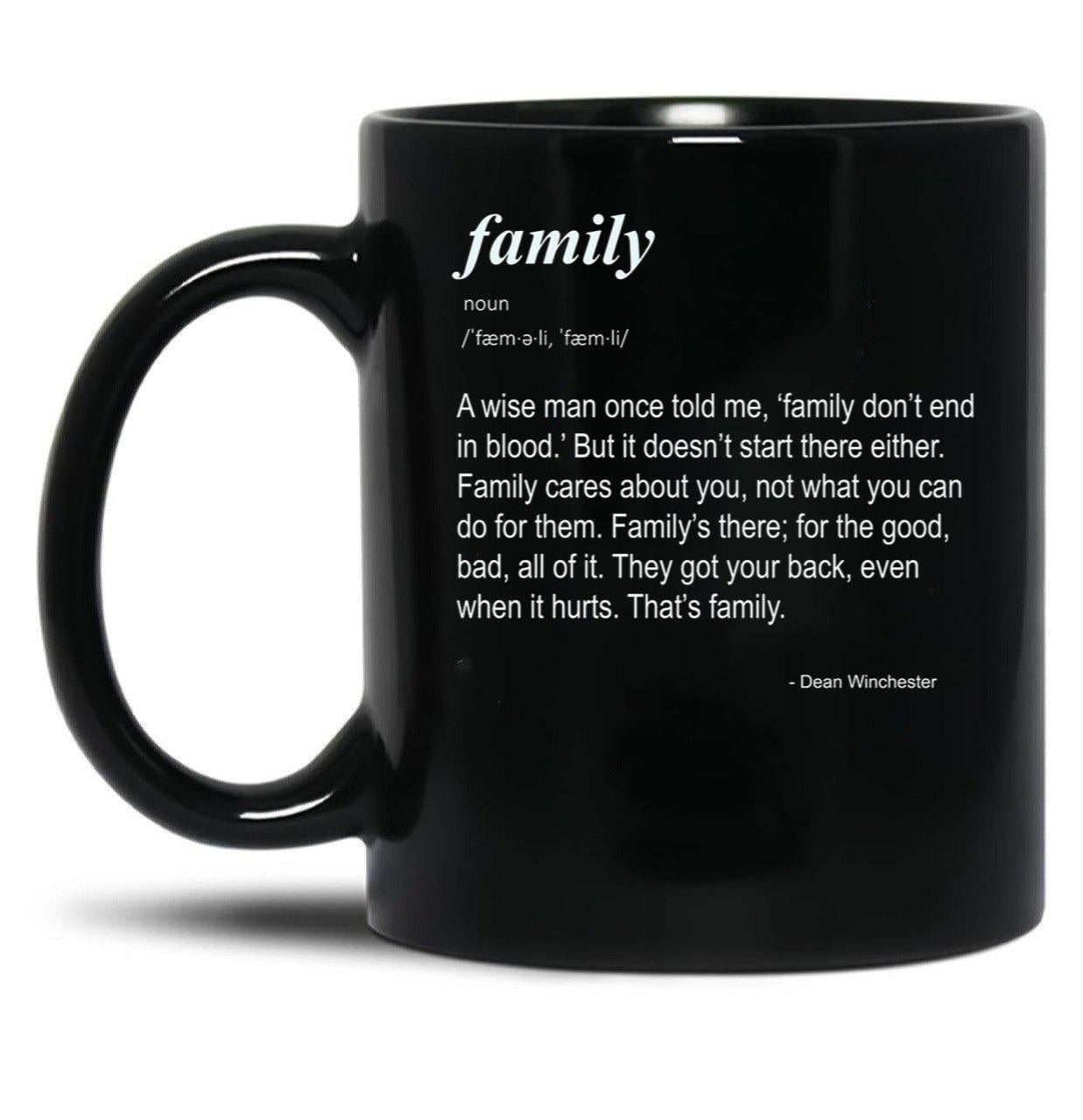 Family Don't End in Blood Black Coffee Mug, Gift Coffee Mug