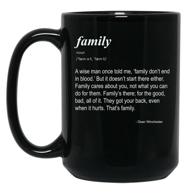 Family Don't End in Blood Black Coffee Mug, Gift Coffee Mug - Black