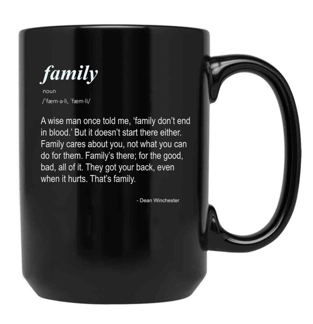 Family Don't End in Blood Black Coffee Mug, Gift Coffee Mug