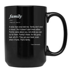 Family Don't End in Blood Black Coffee Mug, Gift Coffee Mug