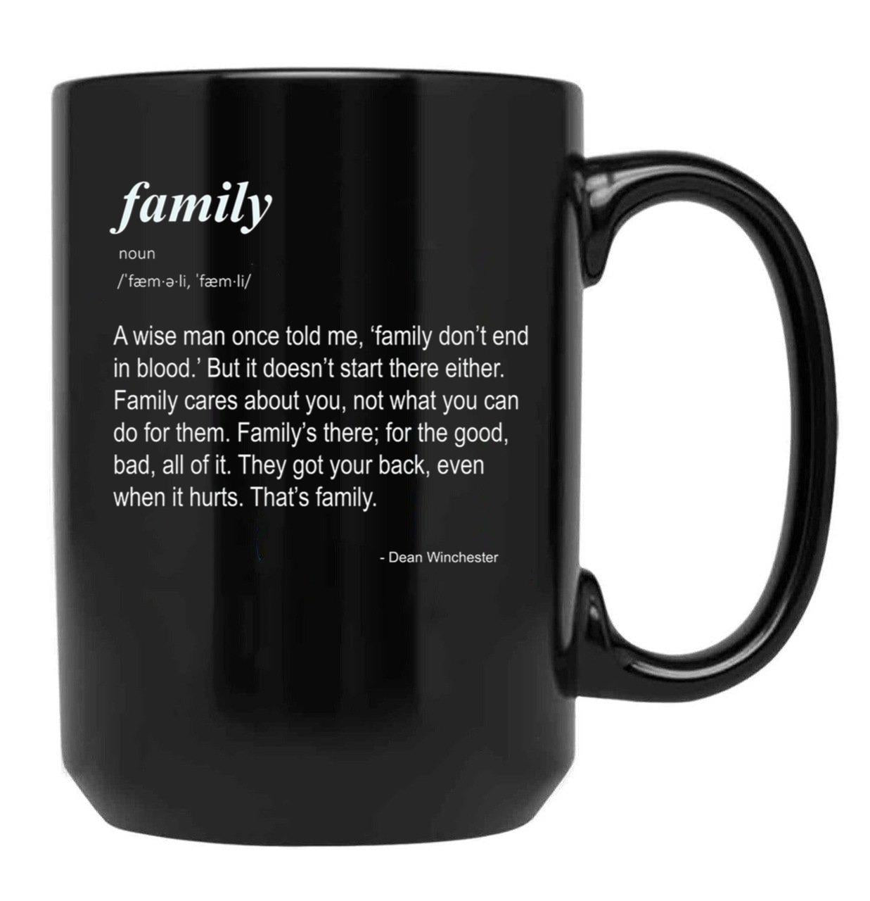 Family Don't End in Blood Black Coffee Mug, Gift Coffee Mug