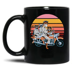Fantastic Mr. Fox And Family On A Motorbike Black Coffee Mug, Gift Coffee Mug
