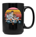 Fantastic Mr. Fox And Family On A Motorbike Black Coffee Mug, Gift Coffee Mug
