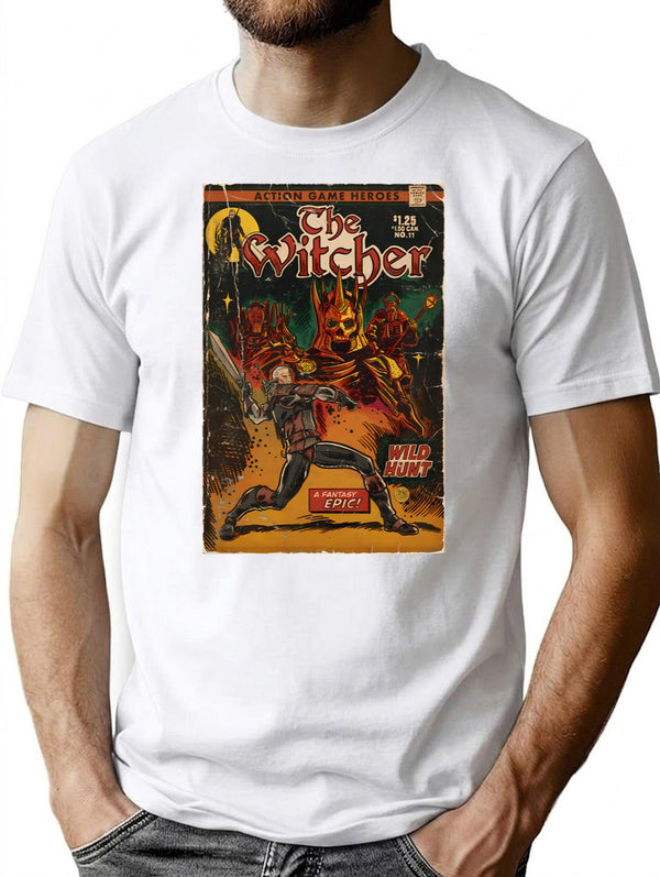 Fantasy Epic Comic Book Cover Fan Art T-Shirt for Men & Women, T-Shirts Graphic Tee - White