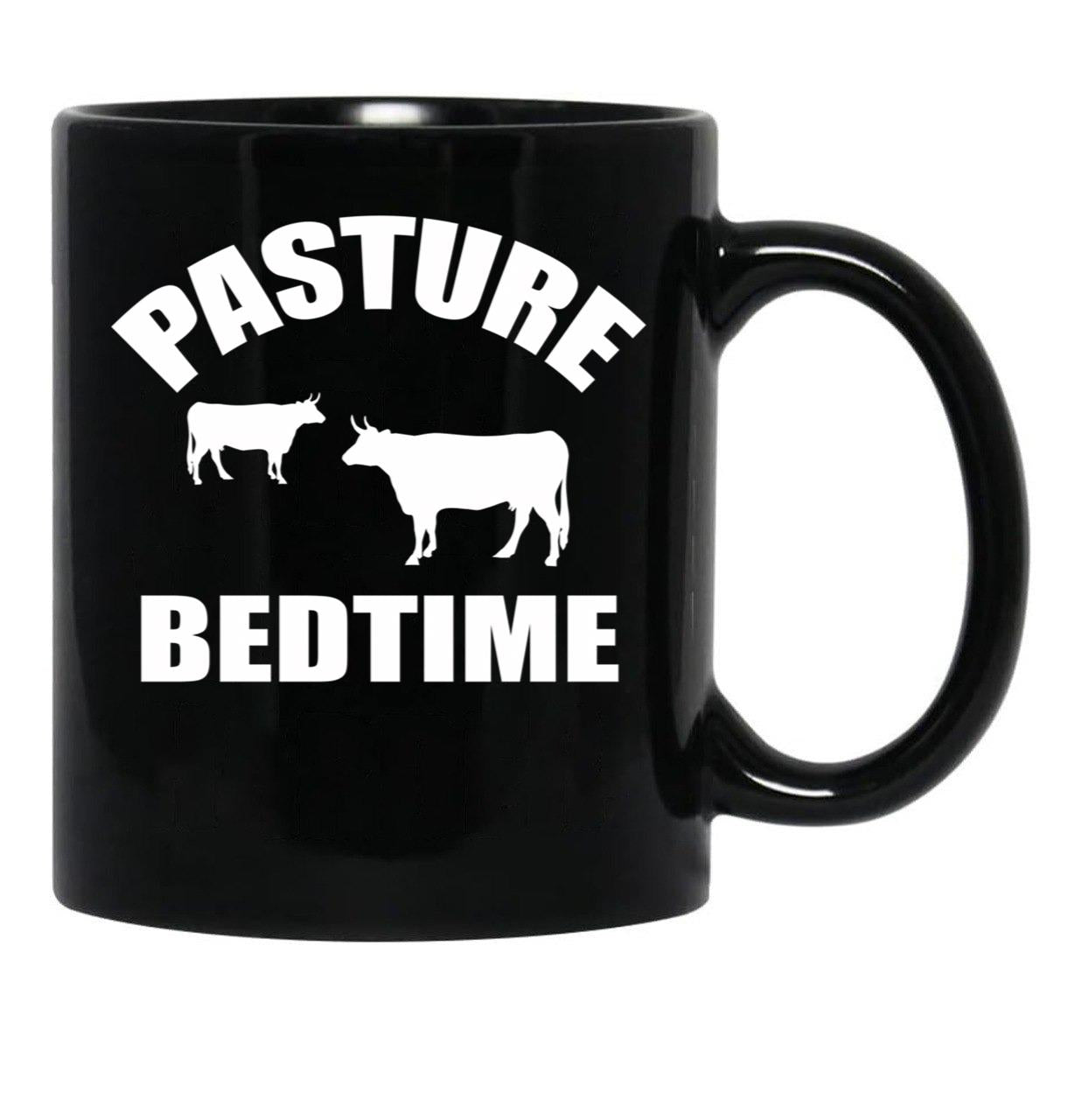 Farmer Cattle Cows Tshirts - Funny Cow Tshirt Pasture Bedtime Funny Cow Lovers Gift Idea Tshirt Black Coffee Mug, Gift Coffee Mug - Black