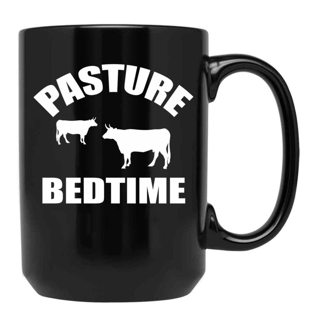 Farmer Cattle Cows Tshirts - Funny Cow Tshirt Pasture Bedtime Funny Cow Lovers Gift Idea Tshirt Black Coffee Mug, Gift Coffee Mug