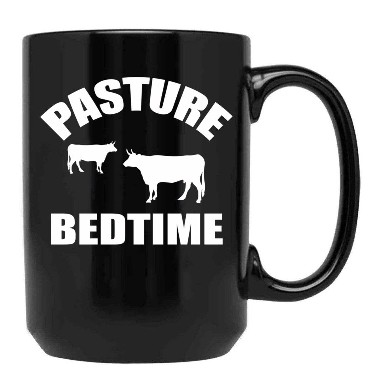 Farmer Cattle Cows Tshirts - Funny Cow Tshirt Pasture Bedtime Funny Cow Lovers Gift Idea Tshirt Black Coffee Mug, Gift Coffee Mug
