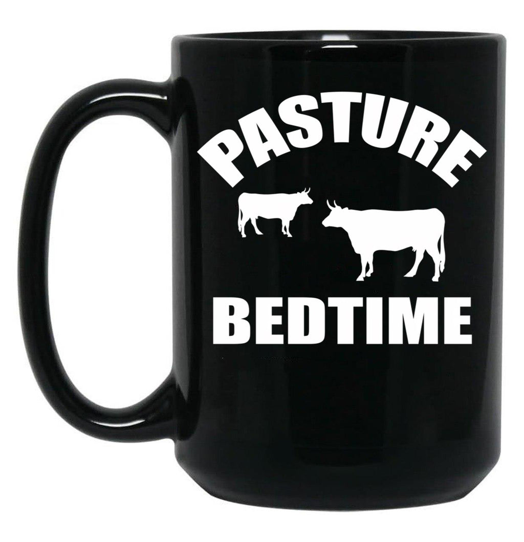 Farmer Cattle Cows Tshirts - Funny Cow Tshirt Pasture Bedtime Funny Cow Lovers Gift Idea Tshirt Black Coffee Mug, Gift Coffee Mug