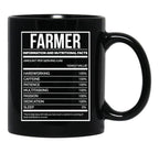 Farmer Funny Farming Nutrition Label Black Coffee Mug, Gift Coffee Mug - Black
