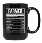 Farmer Funny Farming Nutrition Label Black Coffee Mug, Gift Coffee Mug