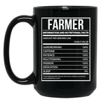 Farmer Funny Farming Nutrition Label Black Coffee Mug, Gift Coffee Mug