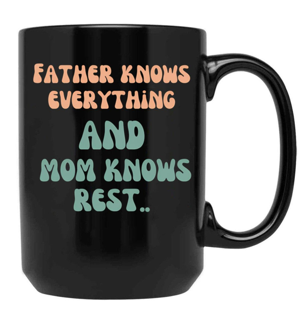 Father Versus Mom Black Coffee Mug, Gift Coffee Mug