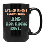 Father Versus Mom Black Coffee Mug, Gift Coffee Mug