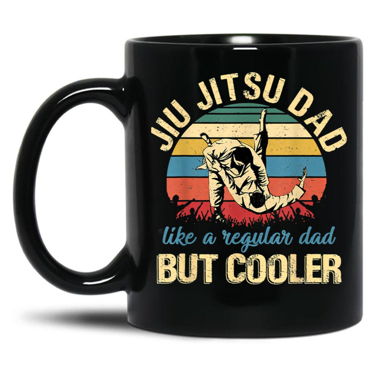Fathers Day Jiu Jitsu Dad Training Father Vintage Funny Black Coffee Mug, Gift Coffee Mug - Black