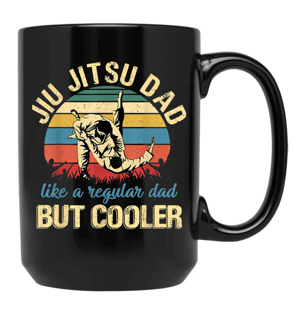 Fathers Day Jiu Jitsu Dad Training Father Vintage Funny Black Coffee Mug, Gift Coffee Mug